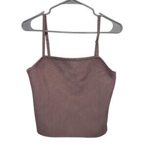 Brown ribbed tank top